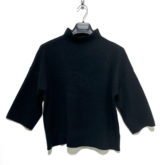Christina Paris Black Thick Knit Drop Shoulder Sleeves Cowl Neck Comfy Knit Top - Picture 4 of 13